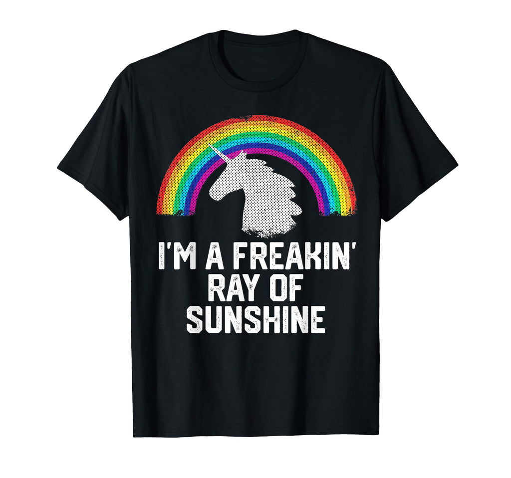 Im Freakin Ray Sunshine Rainbow Unicorn T-Shirt - Graphic Print for Adults - T-Shirt, Sweatshirt, Hoodie