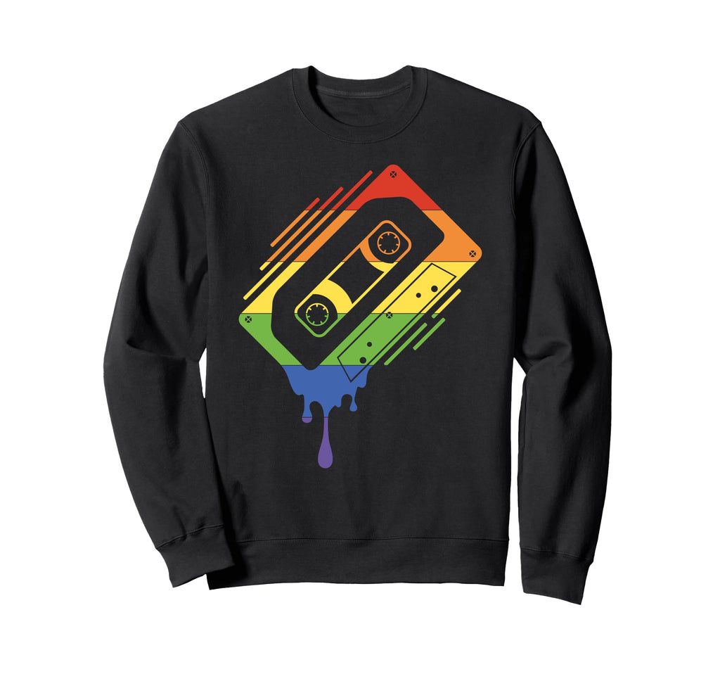 Dripping Cassette Tape Pride Sweatshirt - Aesthetic Graphic Men Women - T-Shirt, Sweatshirt, Hoodie