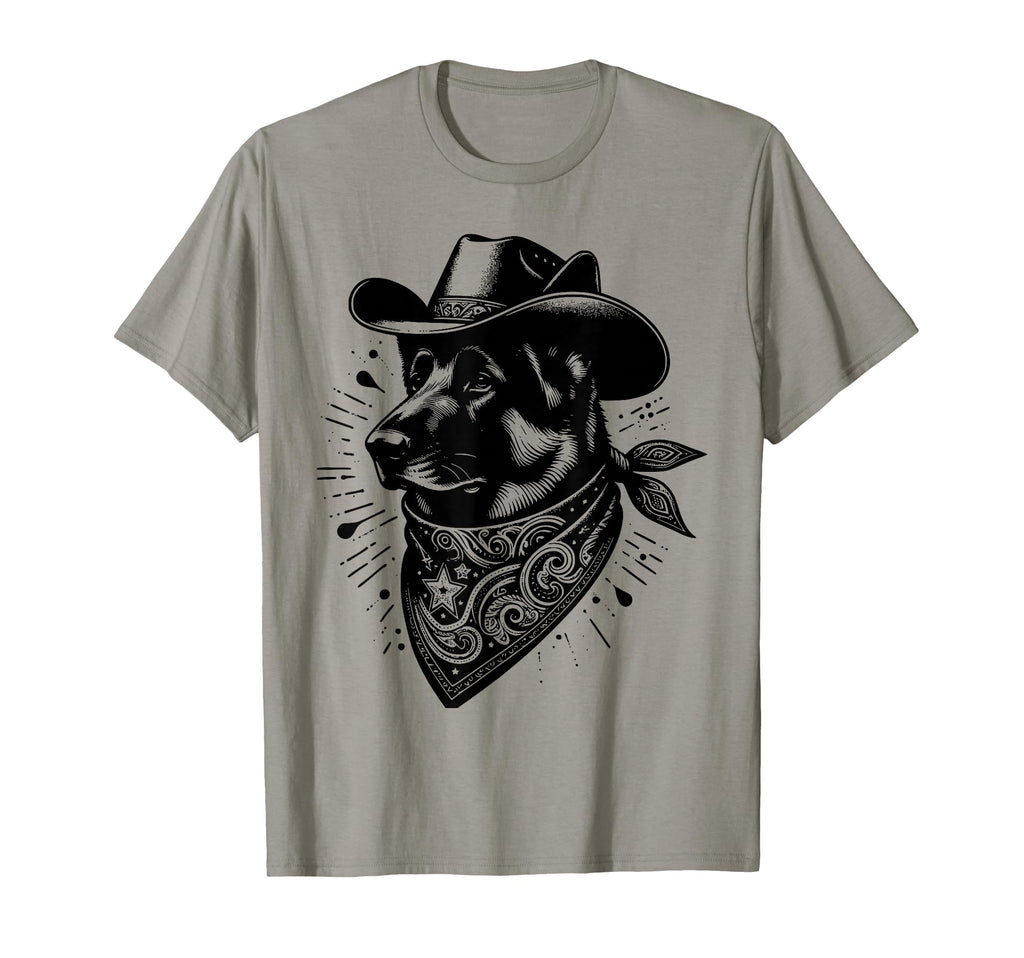Western German Shepherd Hat And T-Shirt - Custom Art Print for Adults - T-Shirt, Sweatshirt, Hoodie