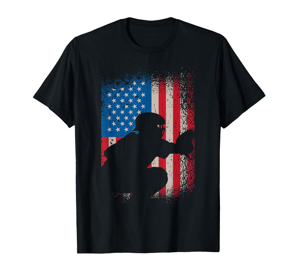 American Flag Baseball Catcher Usa T-Shirt - Trendy Graphic for Adults - T-Shirt, Sweatshirt, Hoodie