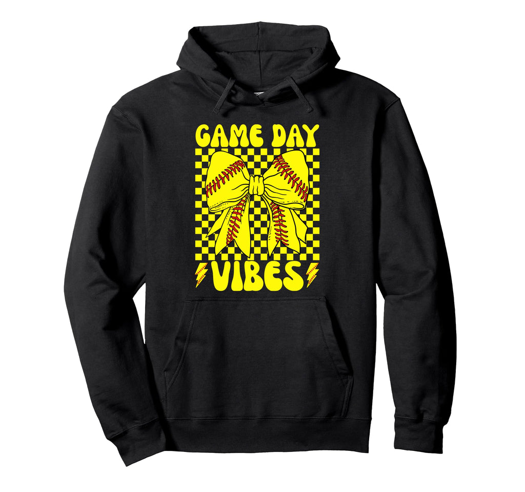Game Day Vibes Coquette Bow Baseball Mama Hoodie - Minimalist Print Unisex - T-Shirt, Sweatshirt, Hoodie