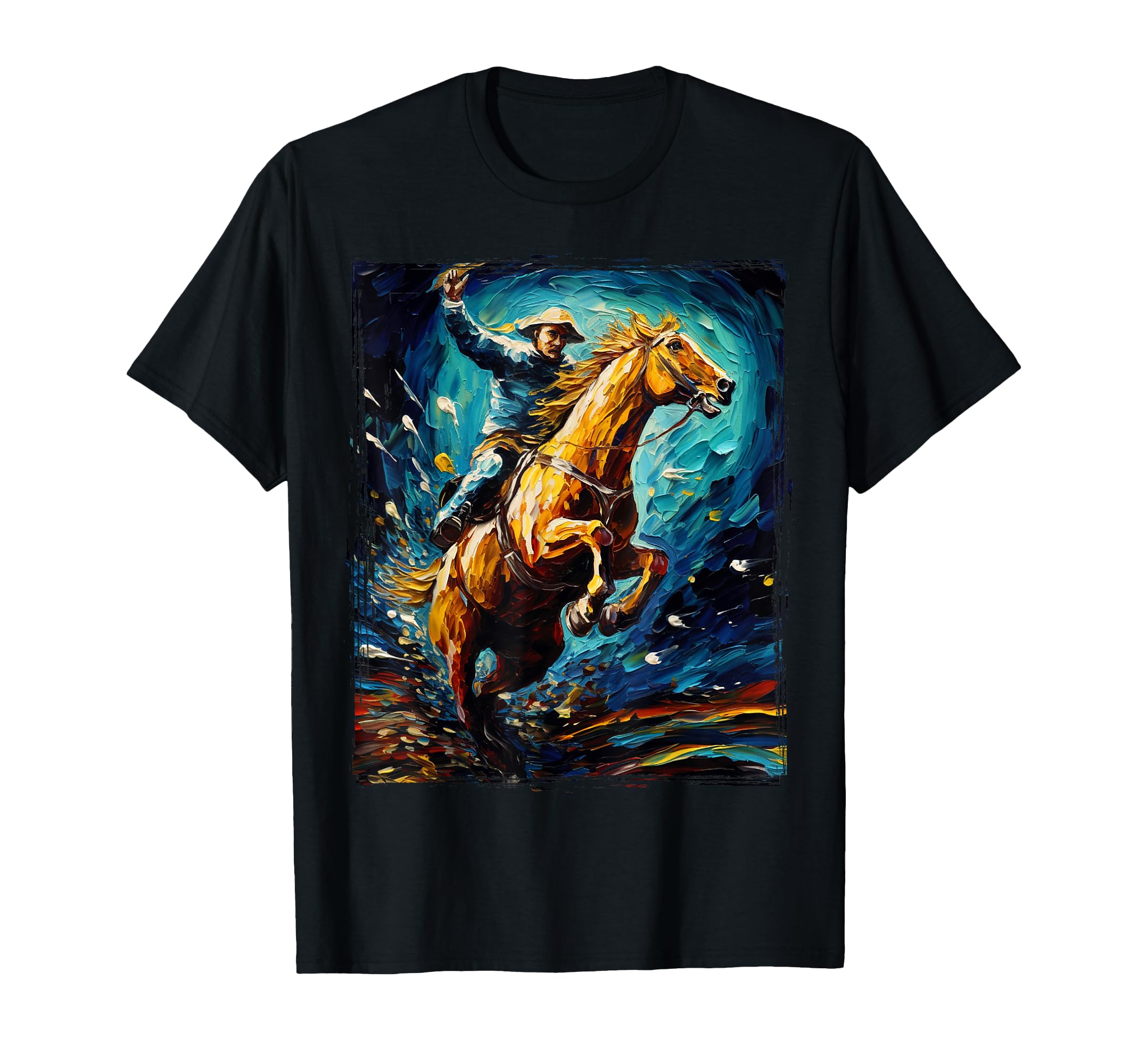 Cowboy Rodeo Cow Horse Yeehaw T-Shirt - Custom Art Print for Adults - T-Shirt, Sweatshirt, Hoodie