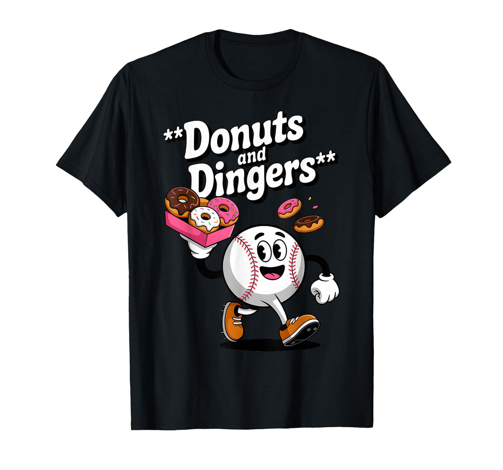 Donuts And Dingers Baseball Fan Donut T-Shirt - Graphic Print for Adults - T-Shirt, Sweatshirt, Hoodie