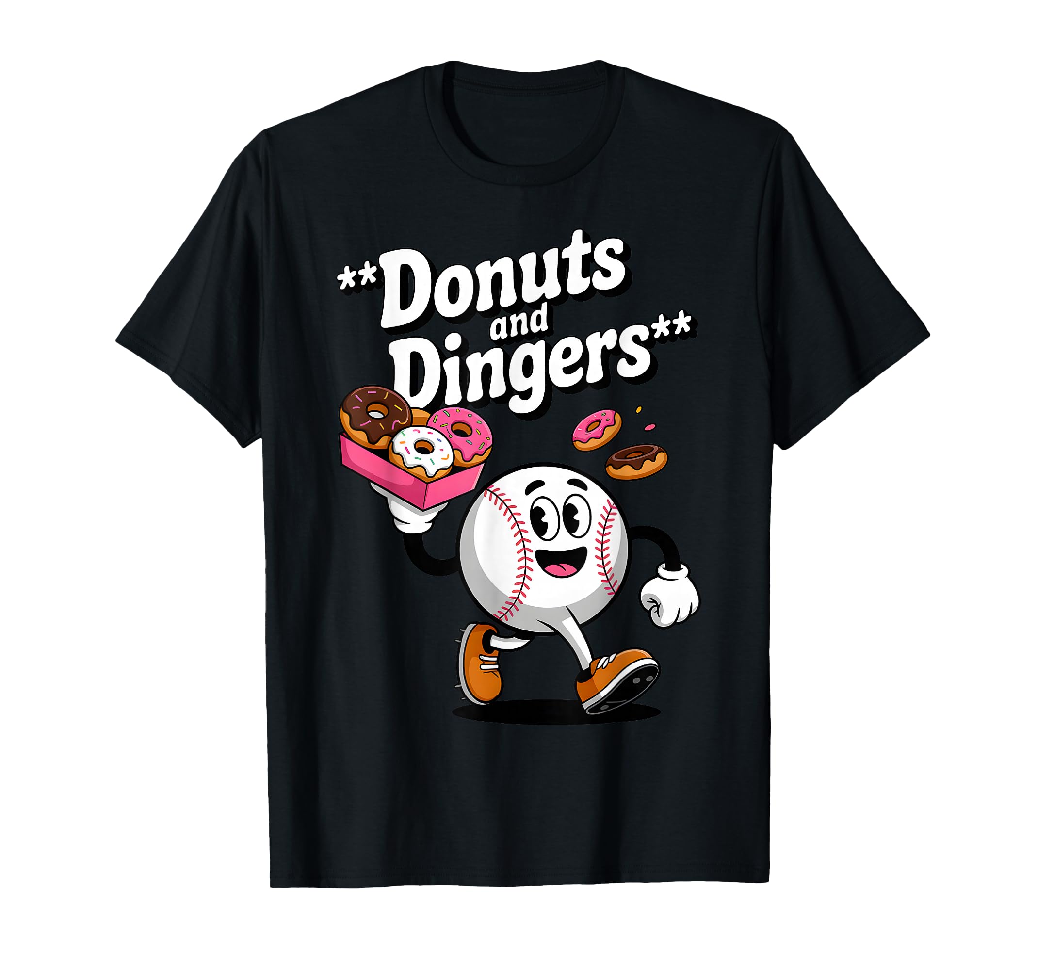 Donuts And Dingers Baseball Fan Donut T-Shirt - Graphic Print for Adults - T-Shirt, Sweatshirt, Hoodie
