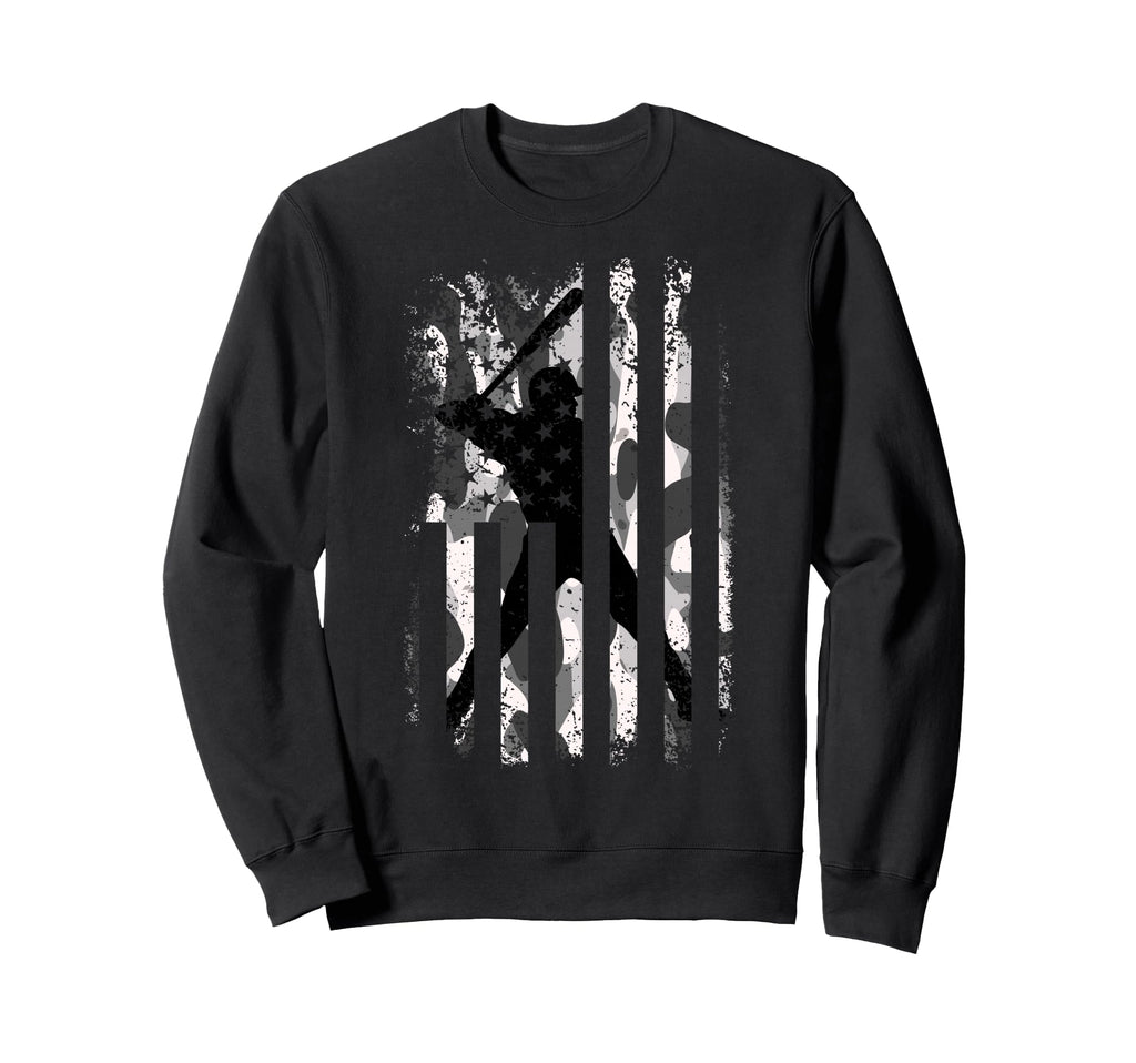 Baseball Us Camouflage Flag Sweatshirt - Novelty Apparel Men Women - T-Shirt, Sweatshirt, Hoodie