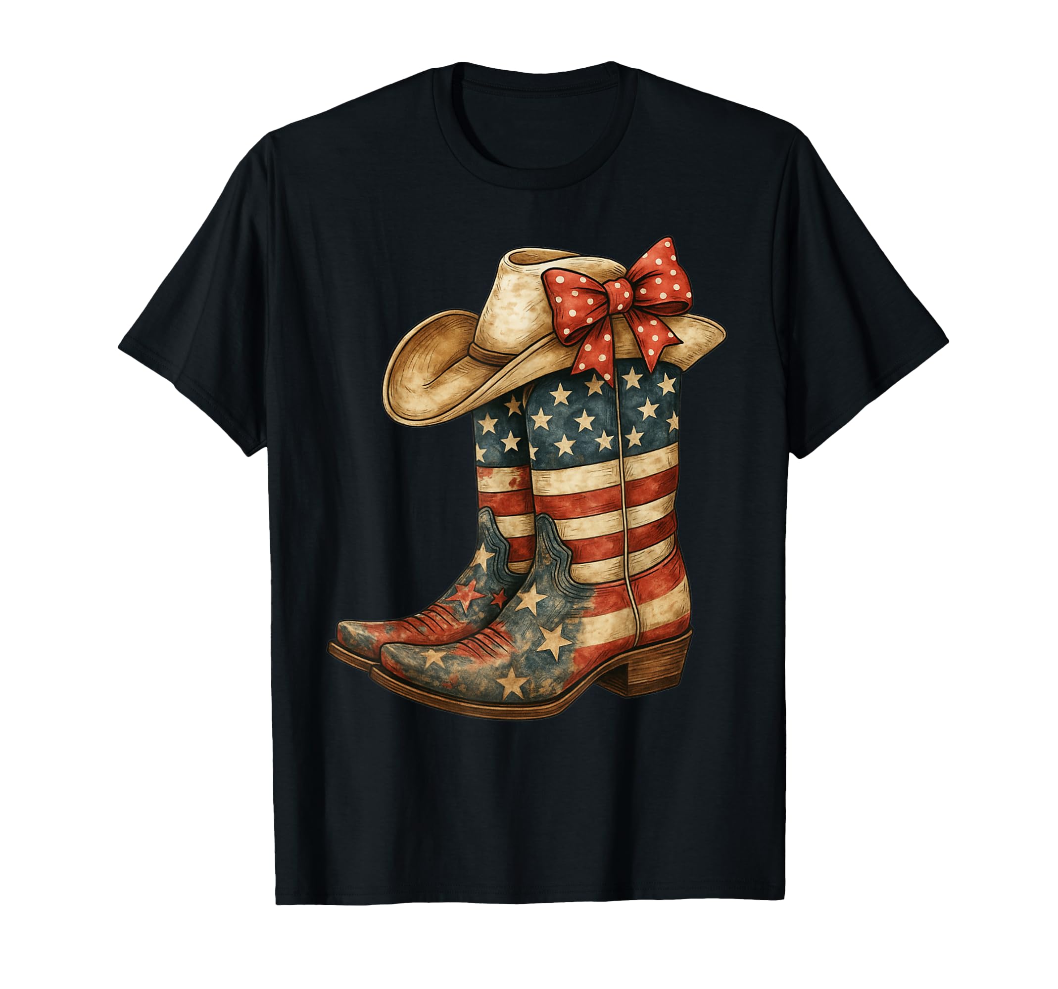 Western Cowboy Boots Cowgirl American T-Shirt - Novelty Apparel for Adults - T-Shirt, Sweatshirt, Hoodie