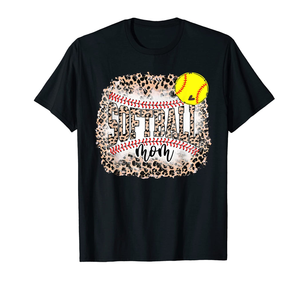 Softball Baseball Mom Leopard T-Shirt - Casual Everyday Wear Unisex - T-Shirt, Sweatshirt, Hoodie