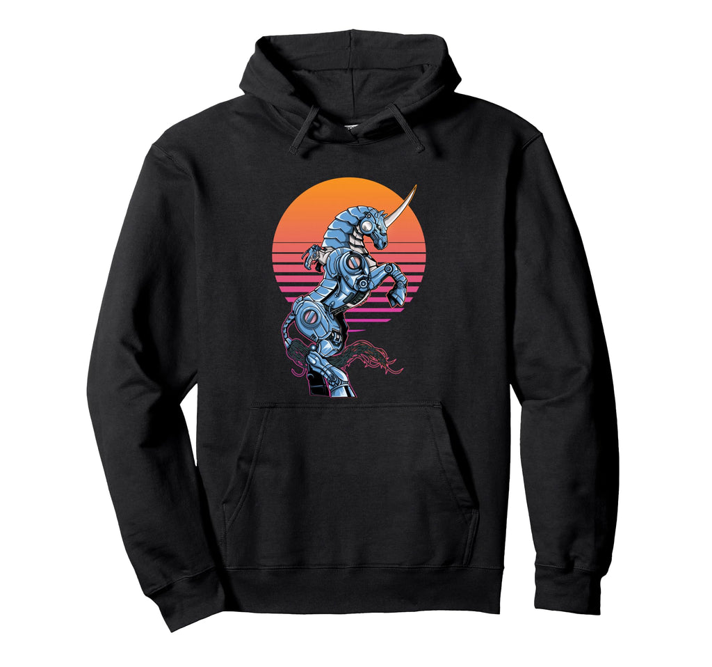 Mecha Unicorn Vaprowave Aesthetic Hoodie - Aesthetic Graphic Men Women - T-Shirt, Sweatshirt, Hoodie