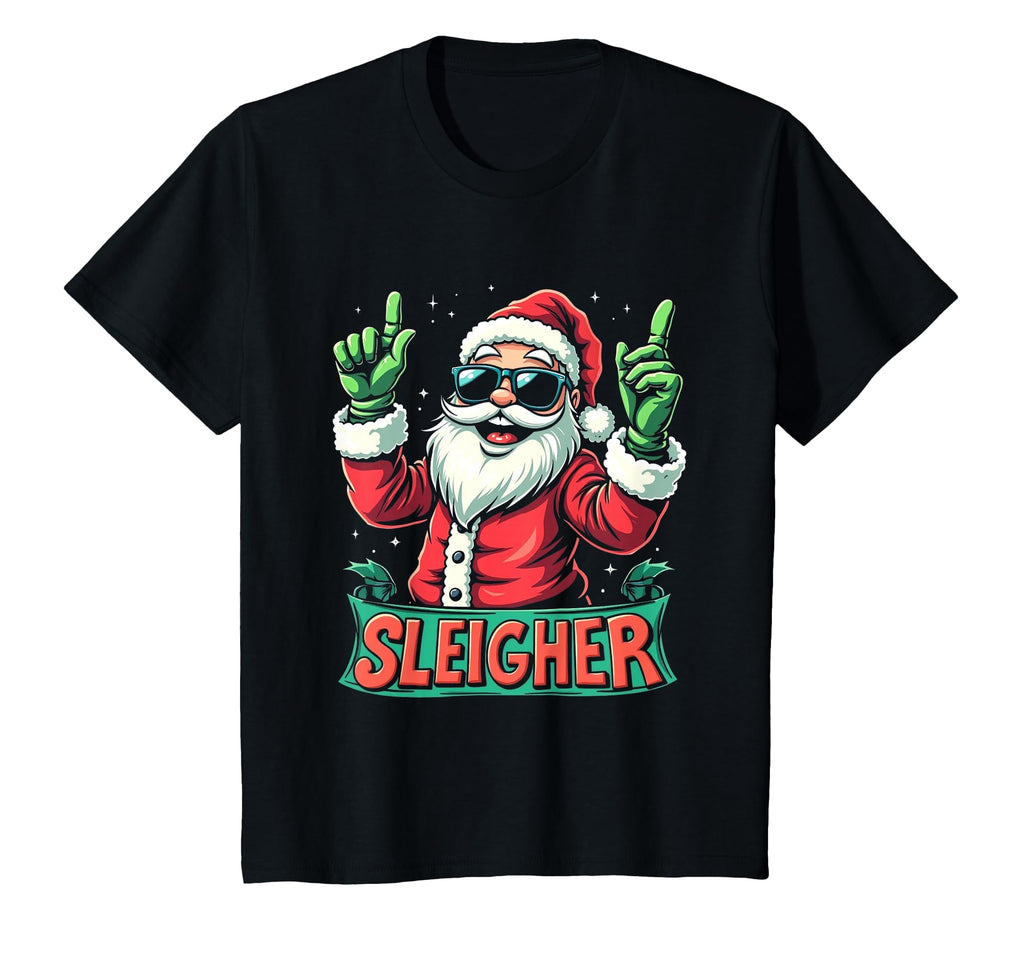 Sleigher Rock Santa Holiday T-Shirt - Trendy Graphic for Adults - T-Shirt, Sweatshirt, Hoodie
