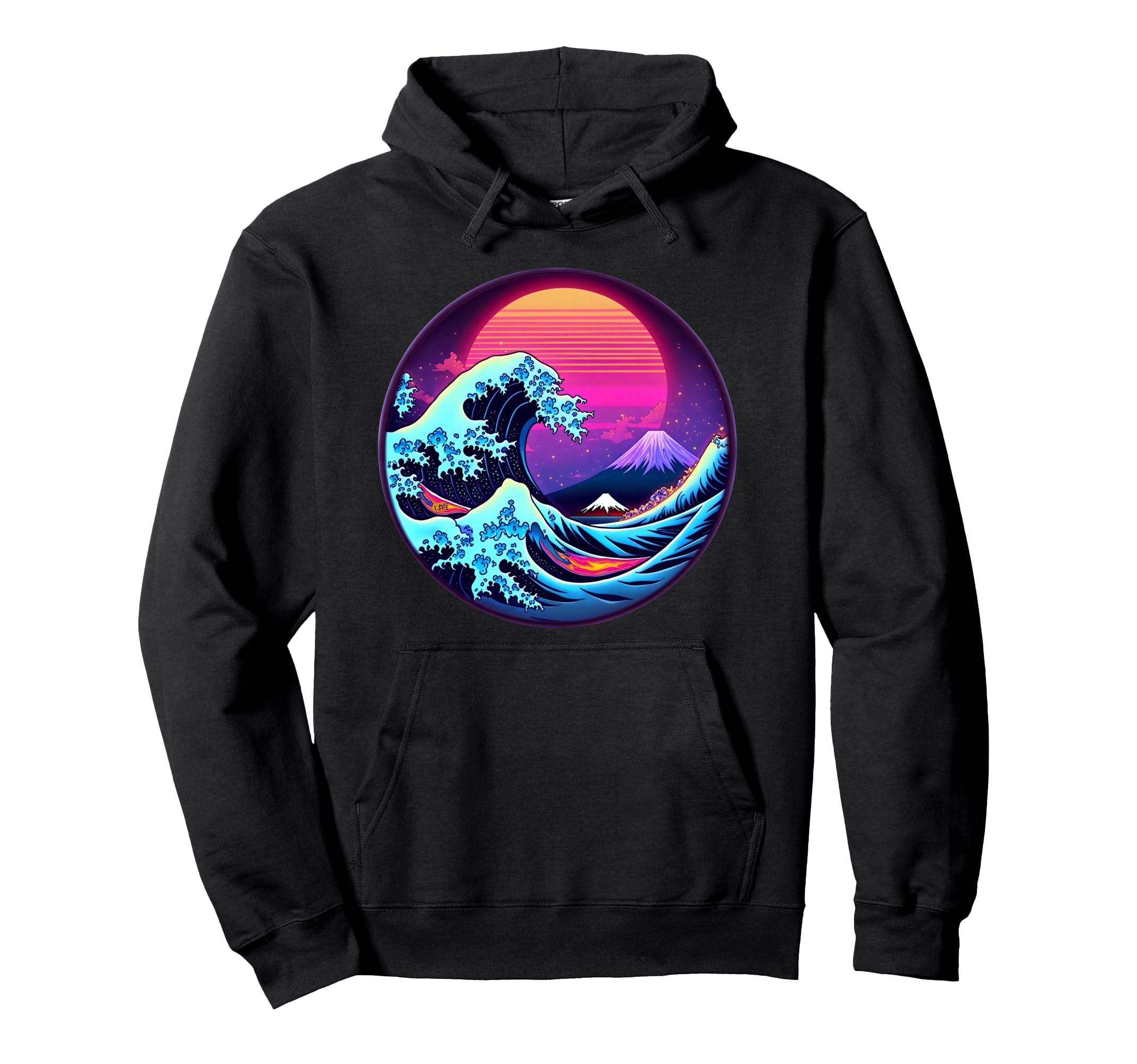 90S Vaporwave Aesthetic Great Wave Hoodie - Aesthetic Graphic Men Women - T-Shirt, Sweatshirt, Hoodie