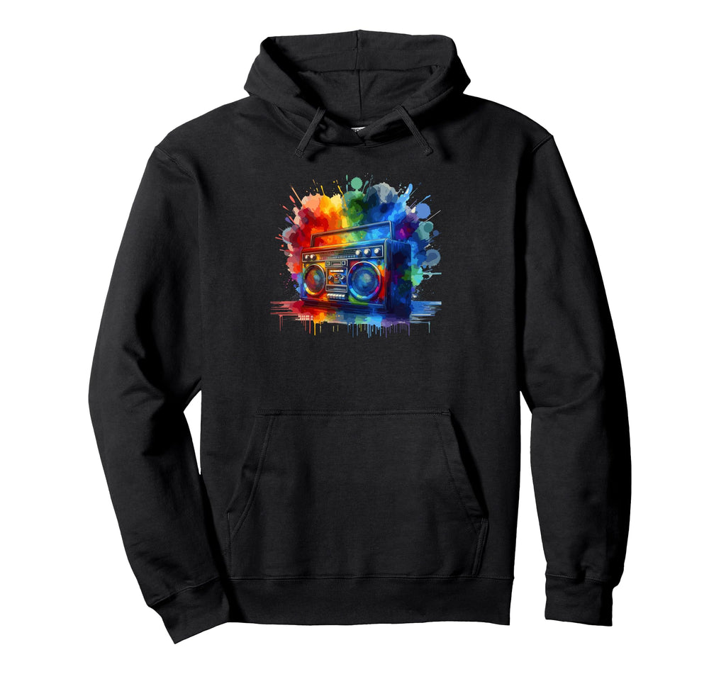 Splash Art Boombox Old School 80S Hoodie - Aesthetic Graphic Men Women - T-Shirt, Sweatshirt, Hoodie