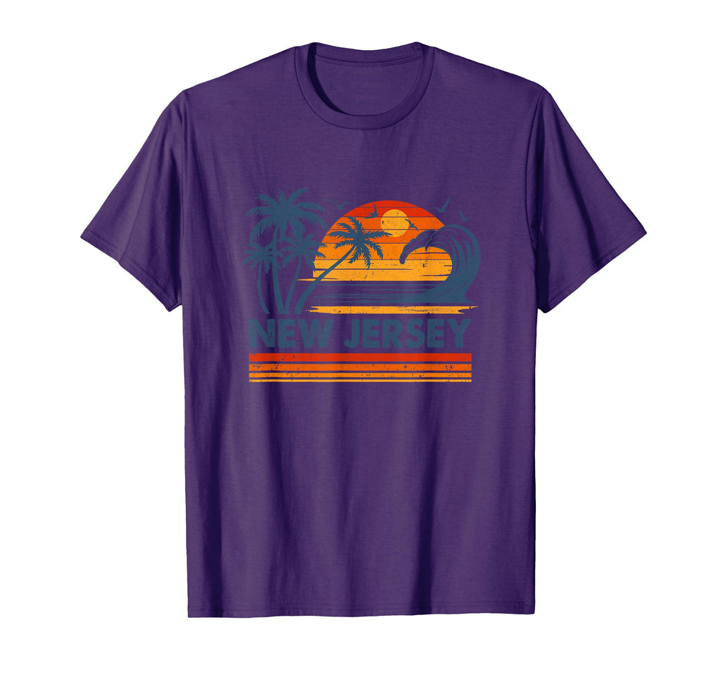 New Jersey Vacation Sunset 70S Beach T-Shirt - Unique Graphic Men Women - T-Shirt, Sweatshirt, Hoodie