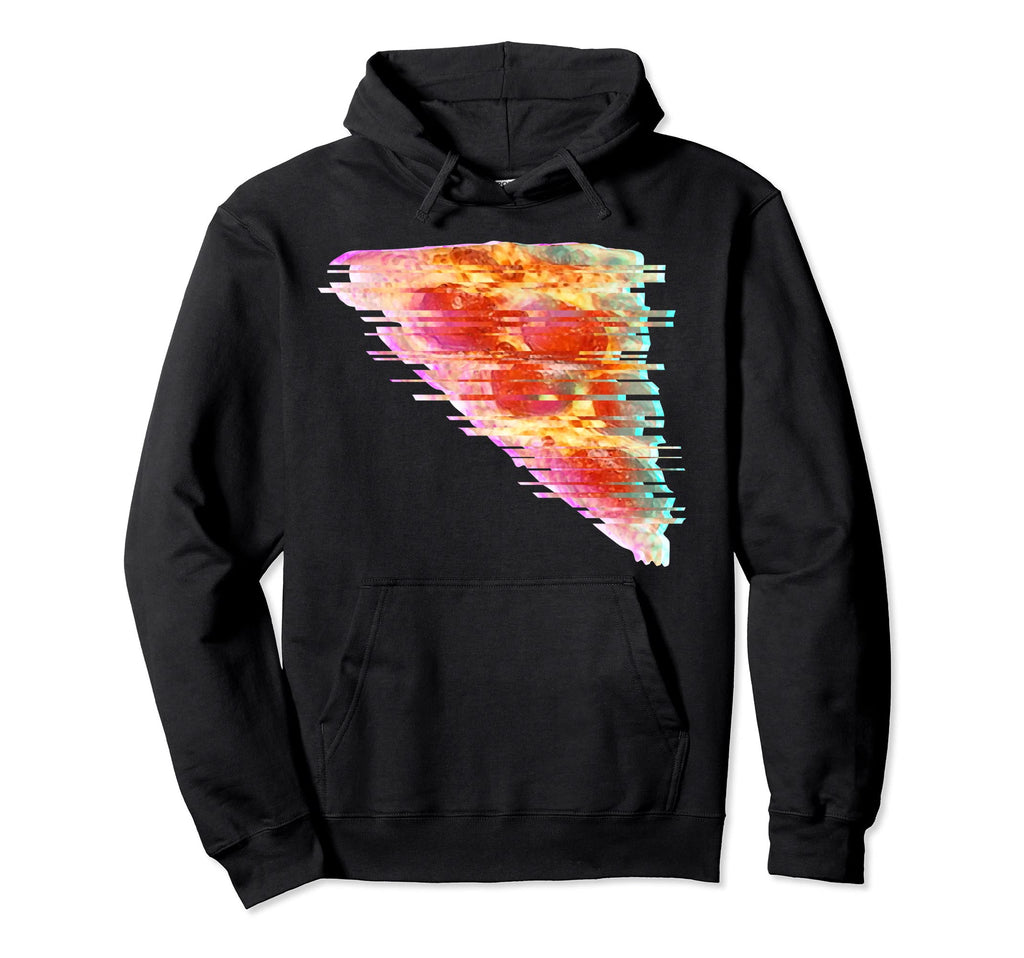 Vaporwave Pepperoni Pizza Glitch Art Hoodie - Aesthetic Graphic Unisex - T-Shirt, Sweatshirt, Hoodie