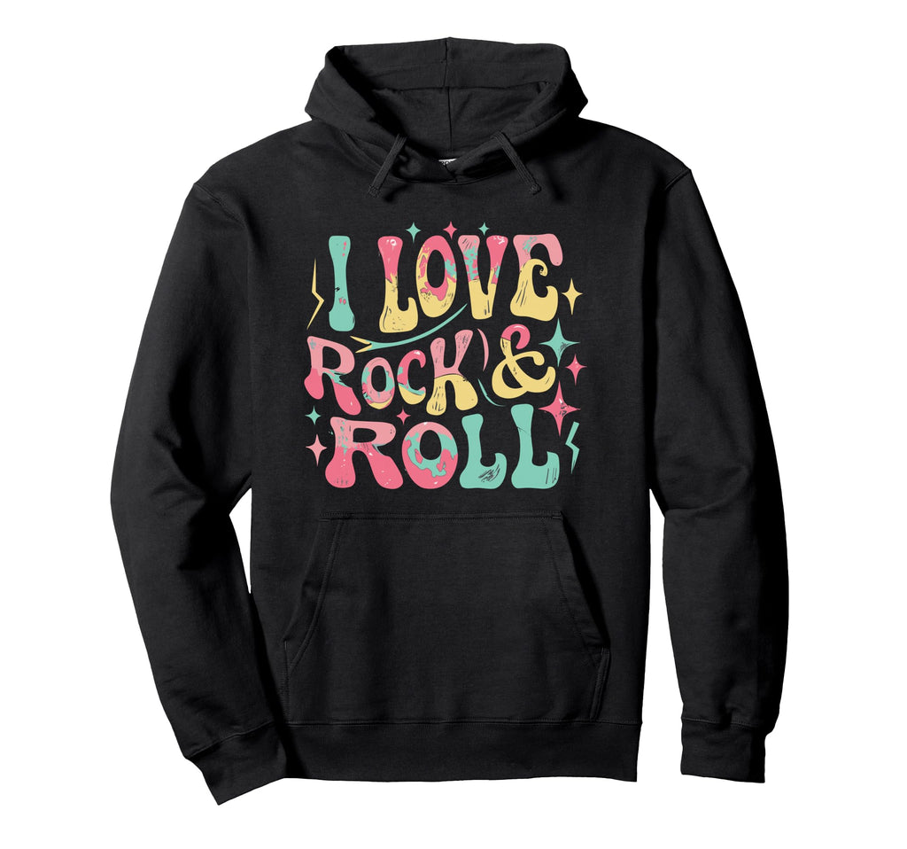 I Love Rock And Roll Distressed Hoodie - Trendy Graphic for Adults - T-Shirt, Sweatshirt, Hoodie