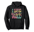 I Love Rock And Roll Distressed Hoodie - Trendy Graphic for Adults - T-Shirt, Sweatshirt, Hoodie