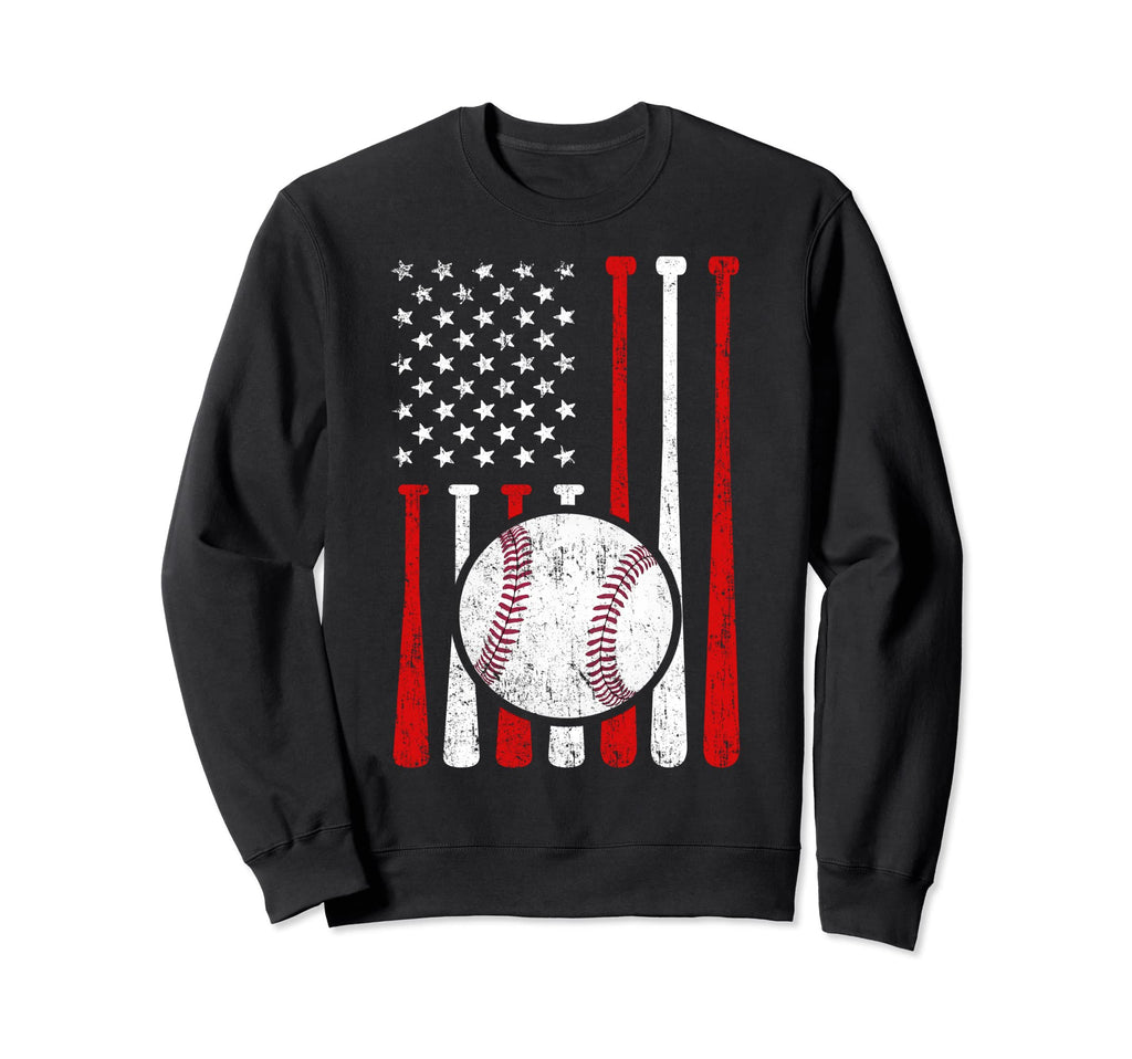 American Flag Baseball Flag Dad Mom Sweatshirt - Unique Graphic Unisex - T-Shirt, Sweatshirt, Hoodie