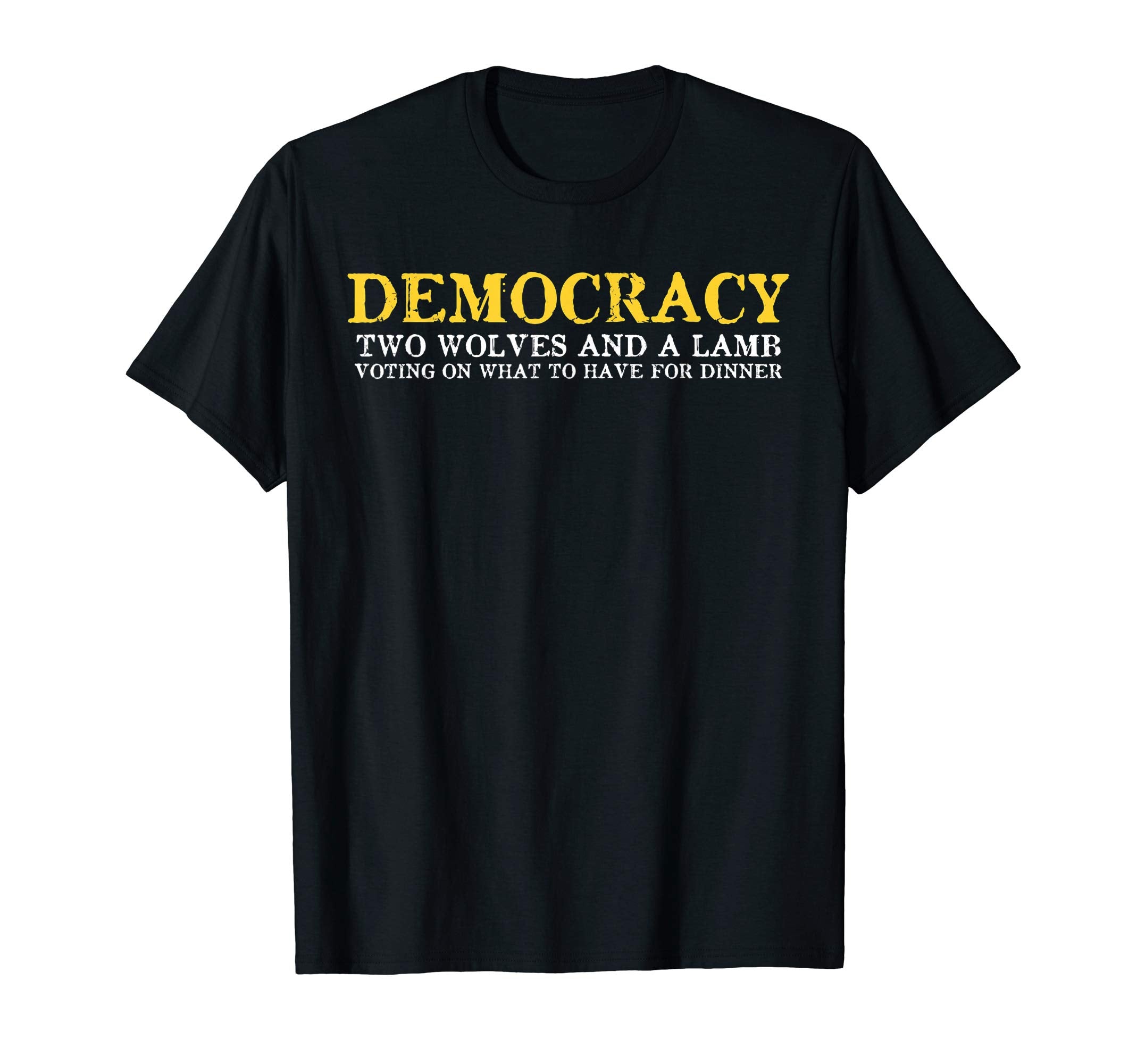 Distressed Libertarian Democracy Wolves Hoodie - Graphic Print Men Women - T-Shirt, Sweatshirt, Hoodie