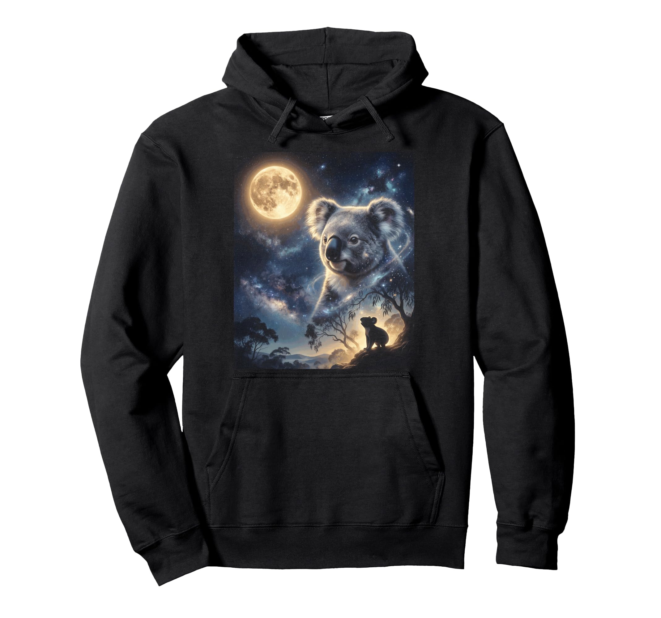 Howling Koala Full Moon Starry Night 90S Hoodie - Novelty Apparel Unisex - T-Shirt, Sweatshirt, Hoodie