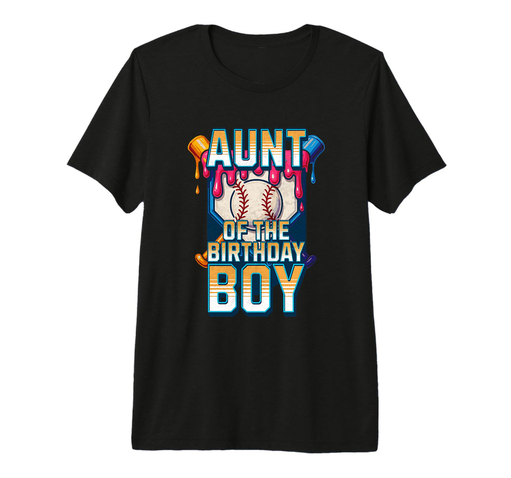 Aunt Birthday Baseball Ice Cream Drip T-Shirt - Graphic Print Unisex - T-Shirt, Sweatshirt, Hoodie