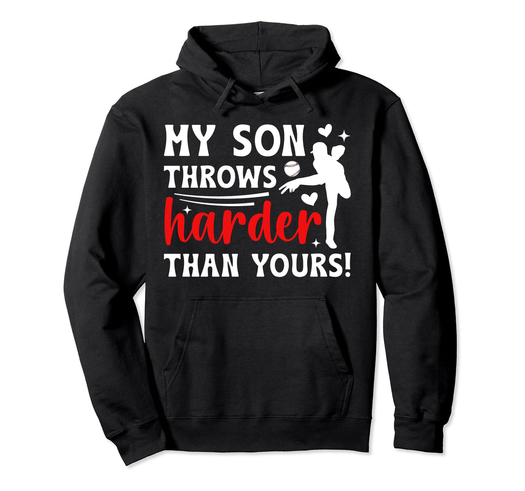 My Son Baseball Pitcher Mom Baseball Hoodie - Trendy Graphic Unisex - T-Shirt, Sweatshirt, Hoodie