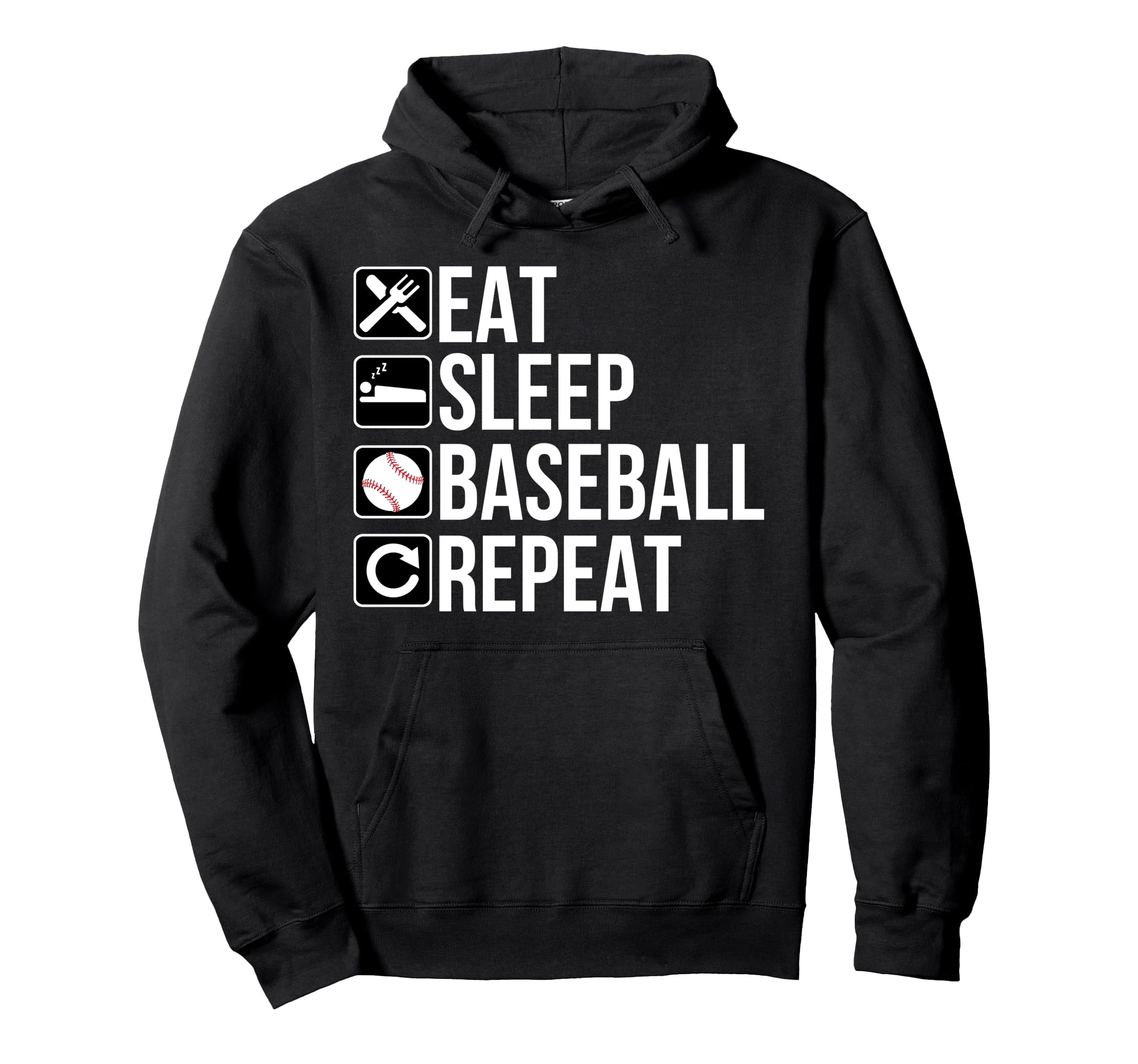 Baseball Fan Funny Eat Sleep Baseball Hoodie - Streetwear Style Unisex - T-Shirt, Sweatshirt, Hoodie