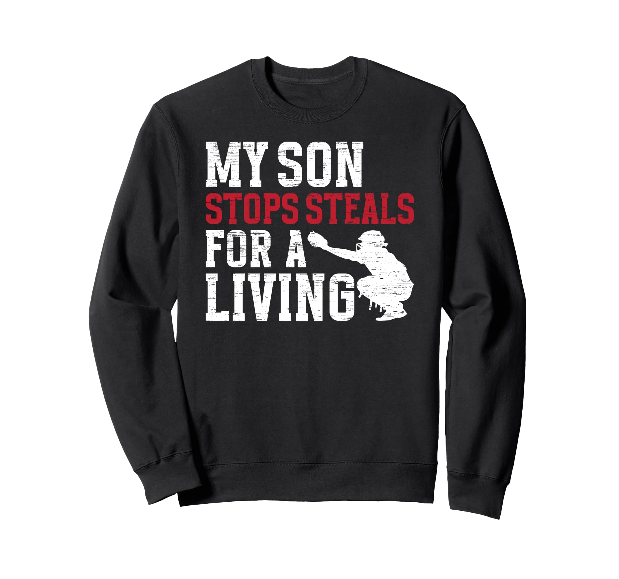 Proud Baseball Catcher Dad Baseball Sweatshirt - Graphic Print Unisex - T-Shirt, Sweatshirt, Hoodie