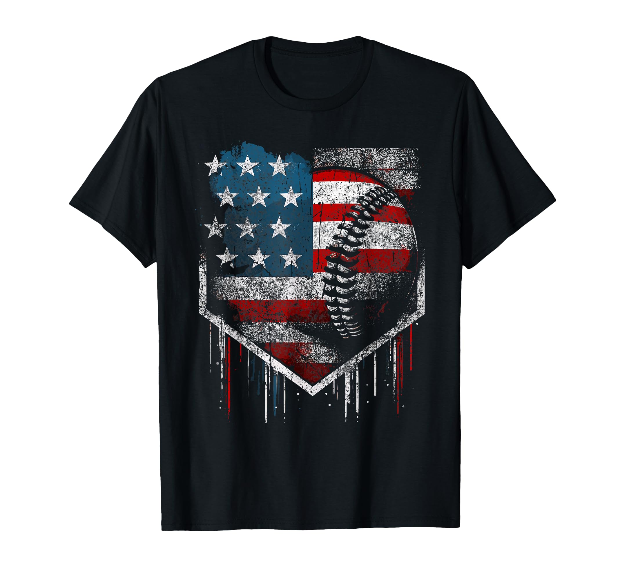Baseball Dripping American Flag T-Shirt - Custom Art Print Unisex - T-Shirt, Sweatshirt, Hoodie
