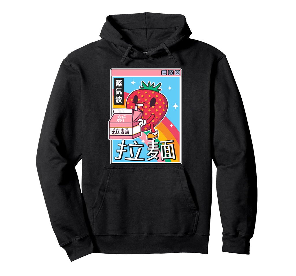 Strawberry Milk Carton Kawaii Vaporwave Hoodie - Novelty Apparel Men Women - T-Shirt, Sweatshirt, Hoodie