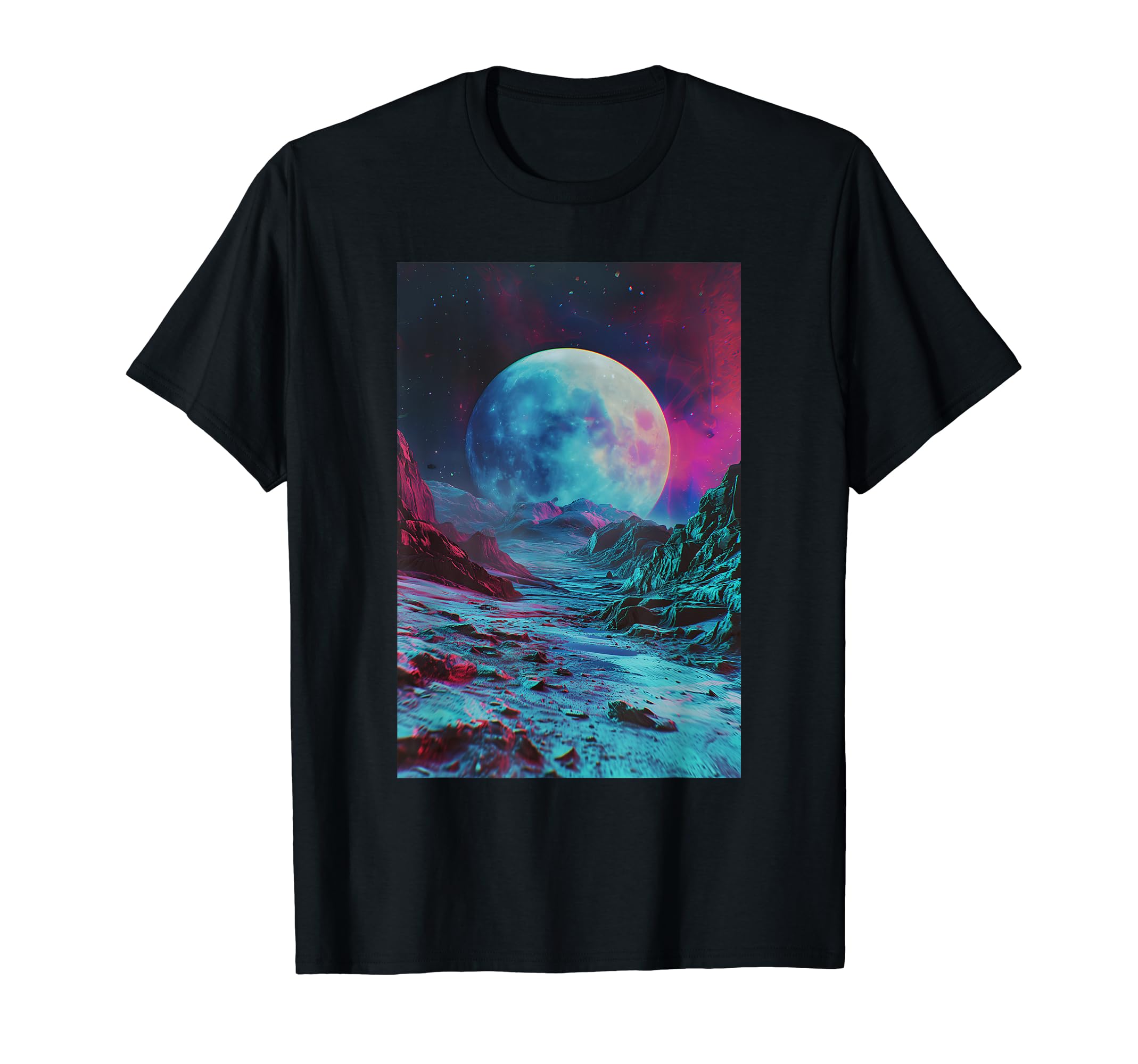 Vhs Glitch Moon 80S Vaporwave Synthwave T-Shirt - Novelty Apparel Unisex - T-Shirt, Sweatshirt, Hoodie
