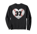 Baseball Number 37 Distressed Heart Sweatshirt - Minimalist Print Unisex - T-Shirt, Sweatshirt, Hoodie