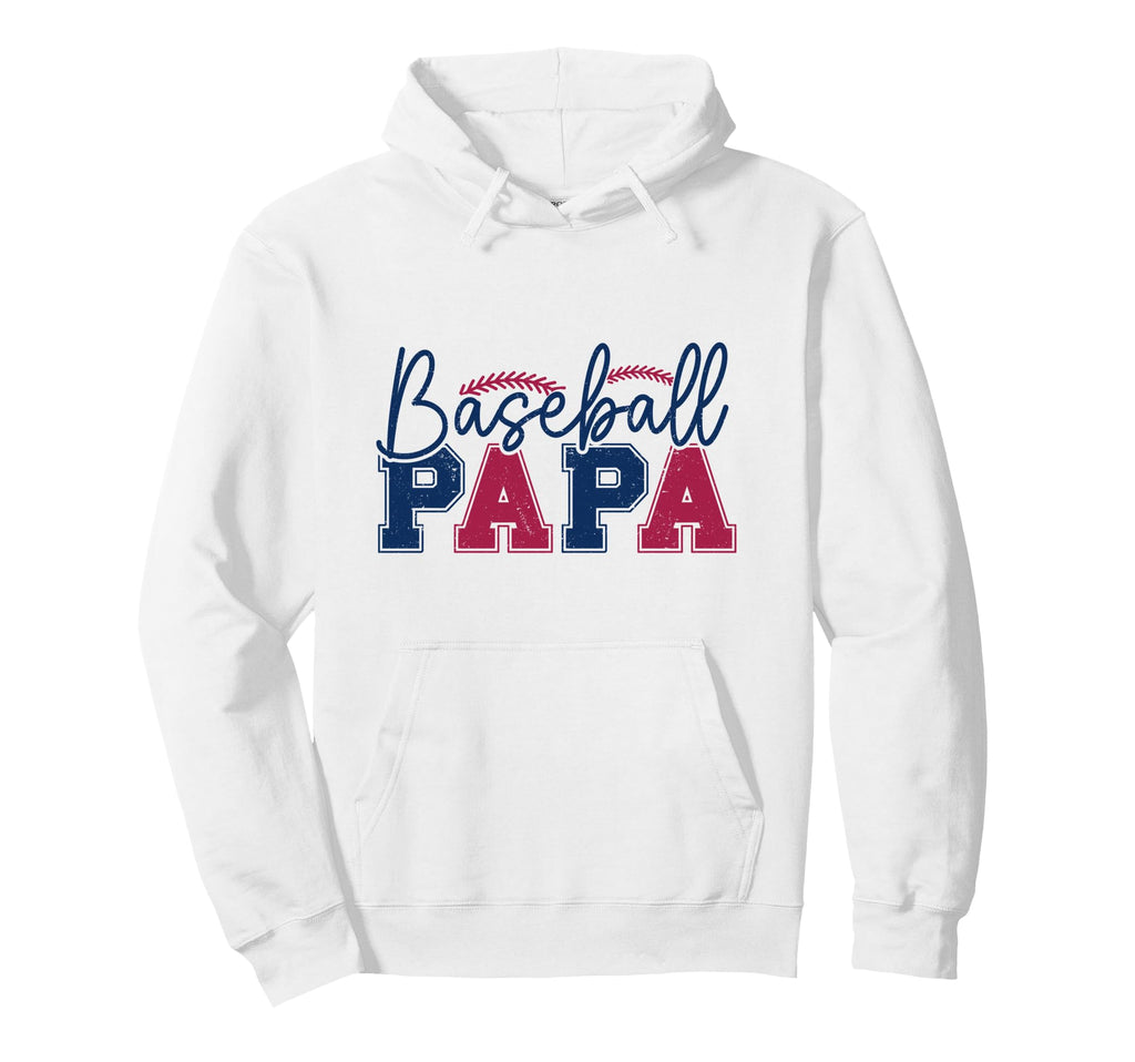 Baseball Papa Red Blue Varsity Hoodie - Fun Novelty Design Men Women - T-Shirt, Sweatshirt, Hoodie