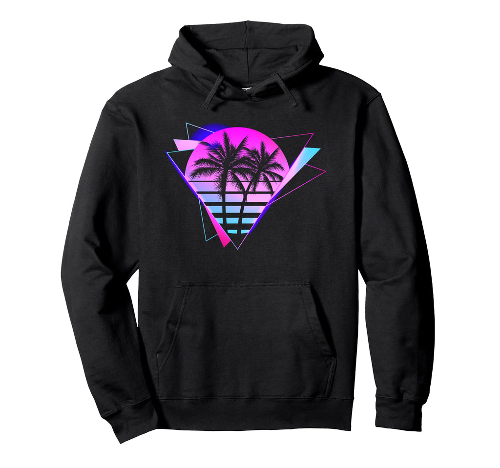 Vaporwave Sunset Palm Trees Triangle Hoodie - Trendy Graphic Men Women - T-Shirt, Sweatshirt, Hoodie