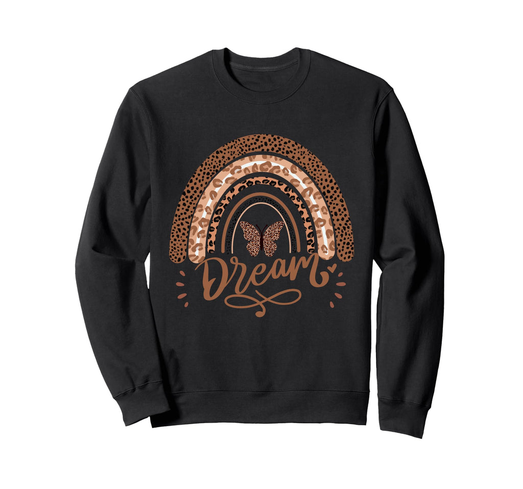 Dream Wild Leopard Rainbow Butterfly Sweatshirt - Unique Graphic Men Women - T-Shirt, Sweatshirt, Hoodie