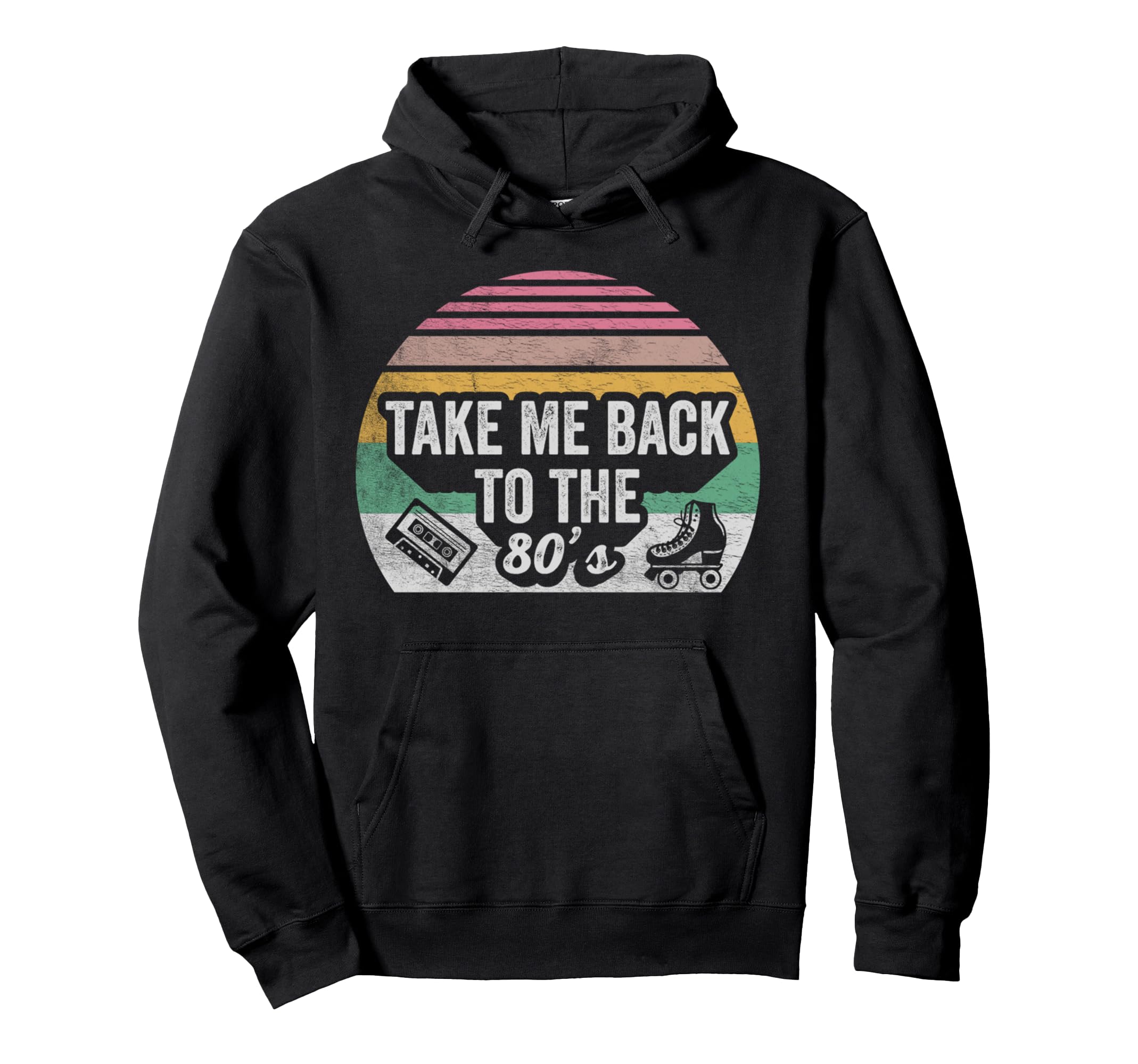 Take Me Back To 80S Vibe Roller Skate Hoodie - Graphic Print Unisex - T-Shirt, Sweatshirt, Hoodie