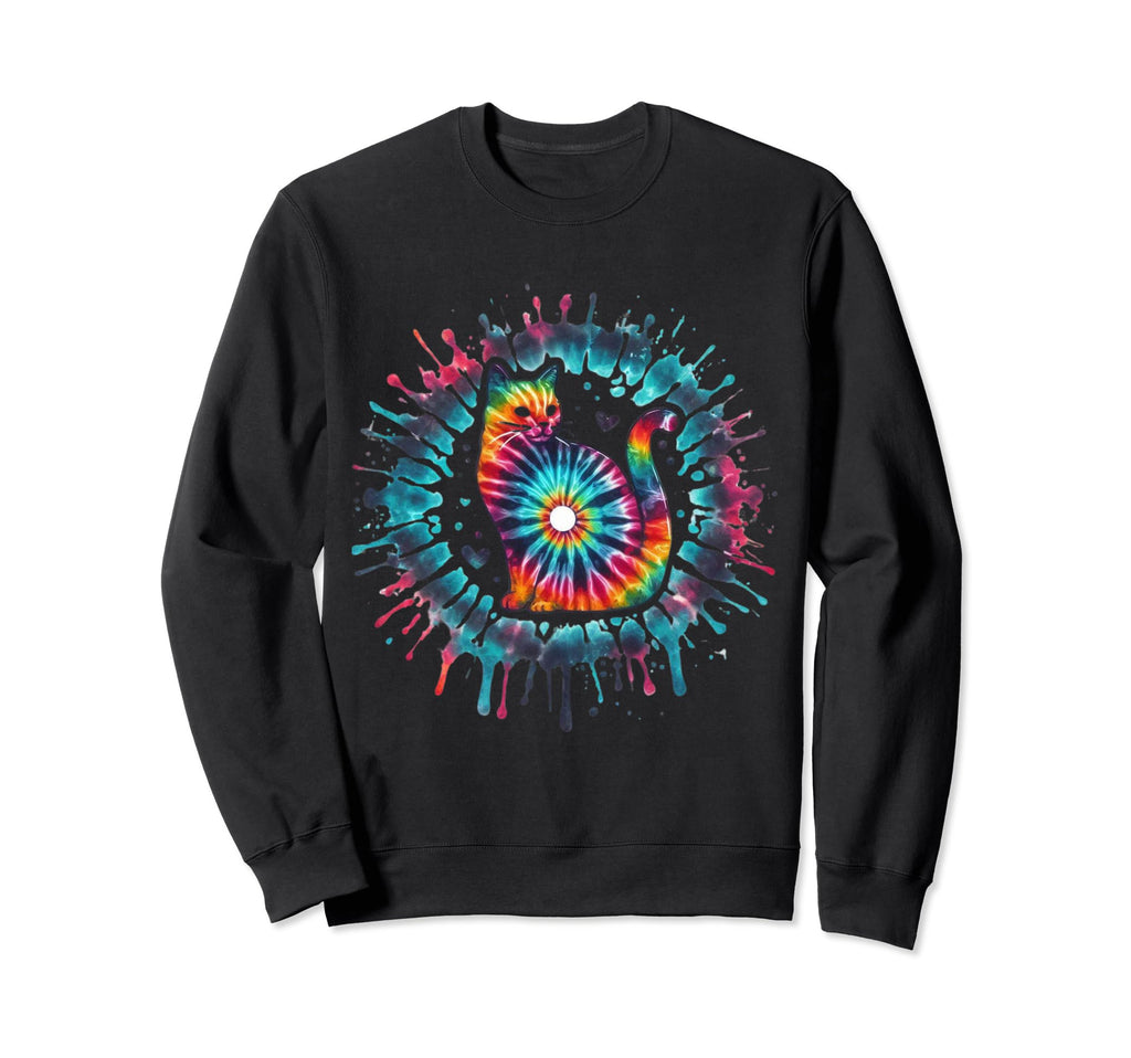 Peace Love Cat Tie Dye Kitty Hippie Sweatshirt - Fun Novelty Design Unisex - T-Shirt, Sweatshirt, Hoodie