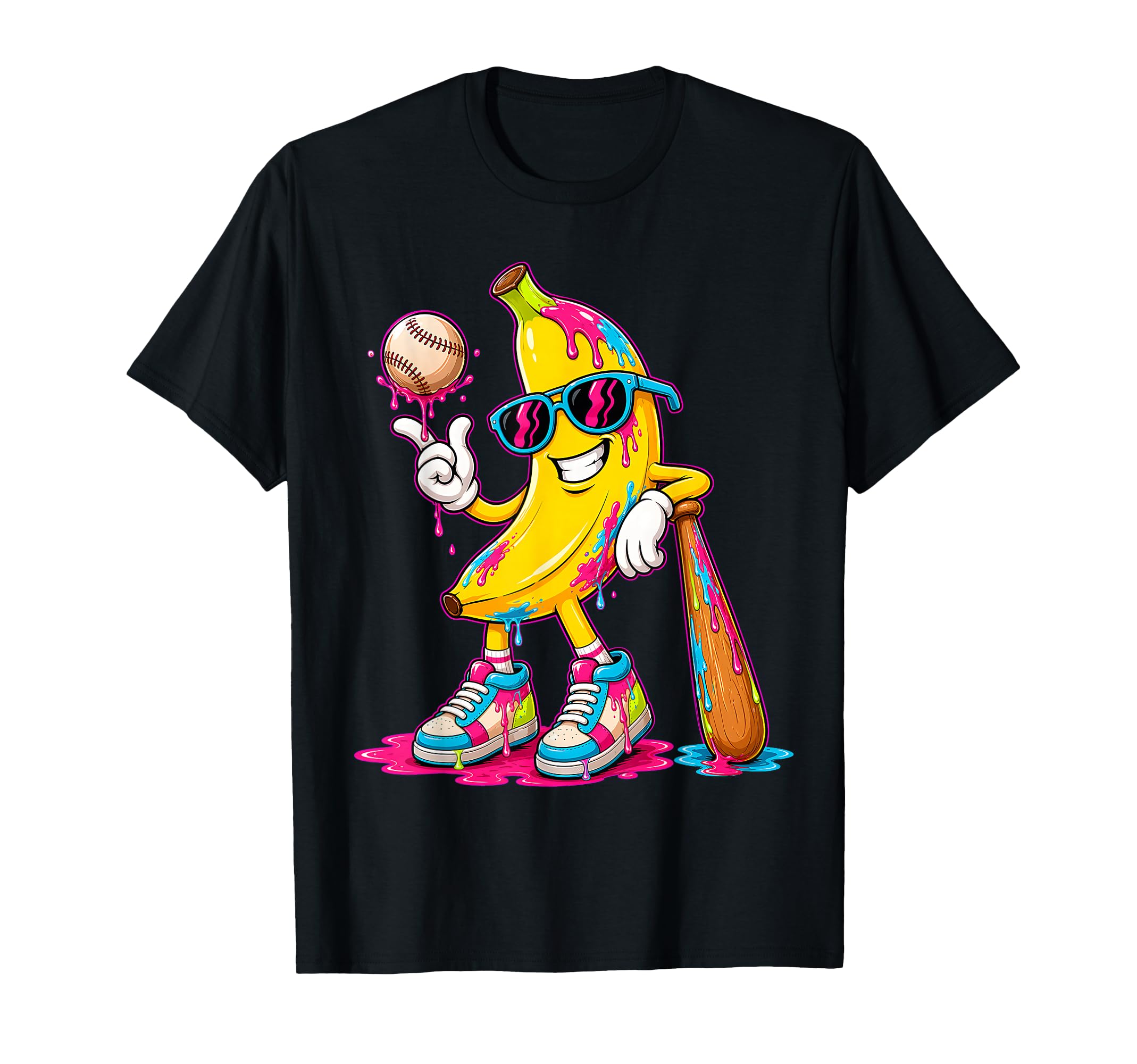 Banana Funny Baseball Drip Ice Cream T-Shirt - Trendy Graphic for Adults - T-Shirt, Sweatshirt, Hoodie