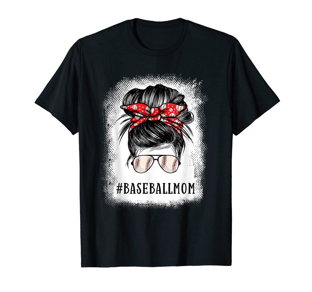 Bleached Baseball Mom Messy Bun Player T-Shirt - Graphic Print for Adults - T-Shirt, Sweatshirt, Hoodie