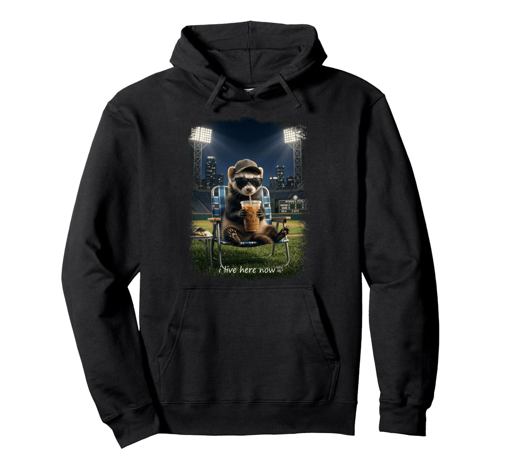 Funny Ferrets Ballfield Baseball Field Hoodie - Custom Art Print Men Women - T-Shirt, Sweatshirt, Hoodie