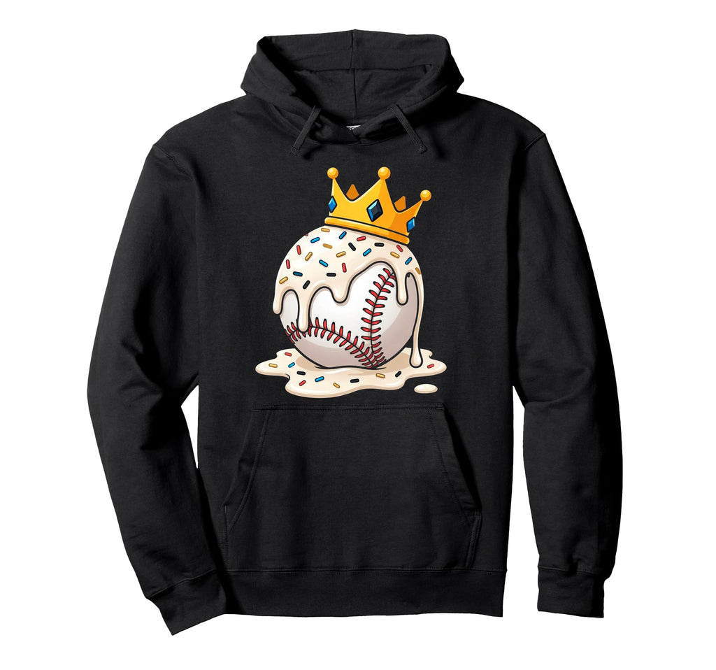 Baseball Drip Ice Cream Crown Melt Hoodie - Fun Novelty Design for Adults - T-Shirt, Sweatshirt, Hoodie