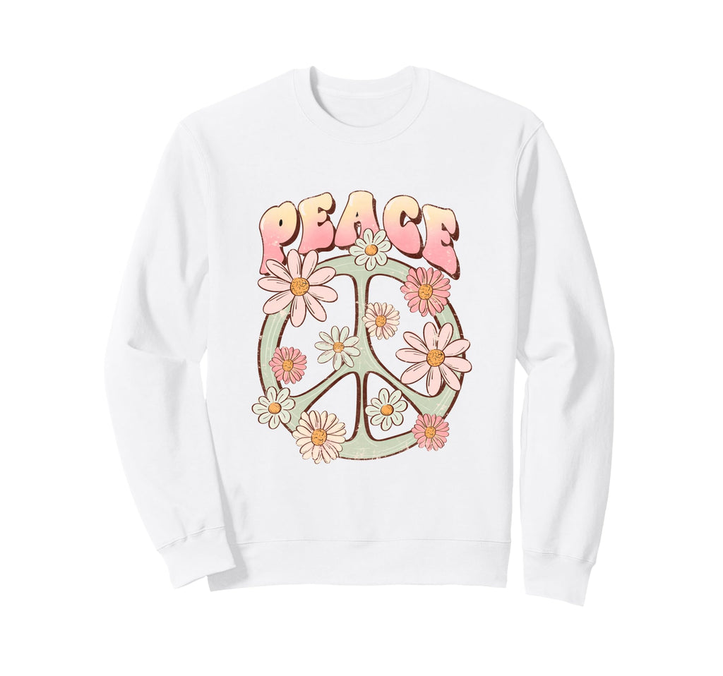 Peace Sign Hippie Aesthetic Floral Sweatshirt - Unique Graphic for Adults - T-Shirt, Sweatshirt, Hoodie