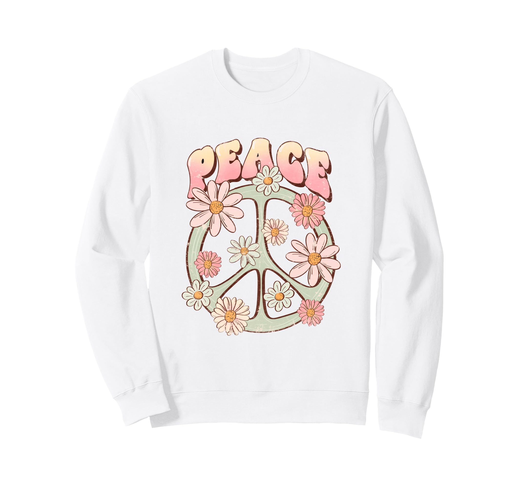 Peace Sign Hippie Aesthetic Floral Sweatshirt - Unique Graphic for Adults - T-Shirt, Sweatshirt, Hoodie