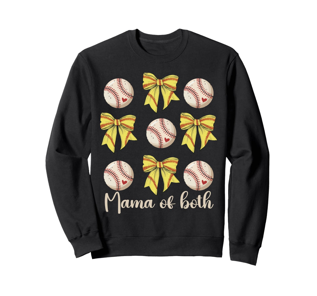 Mama Both Coquette Bow Softball Sweatshirt - Novelty Apparel for Adults - T-Shirt, Sweatshirt, Hoodie