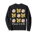 Mama Both Coquette Bow Softball Sweatshirt - Novelty Apparel for Adults - T-Shirt, Sweatshirt, Hoodie