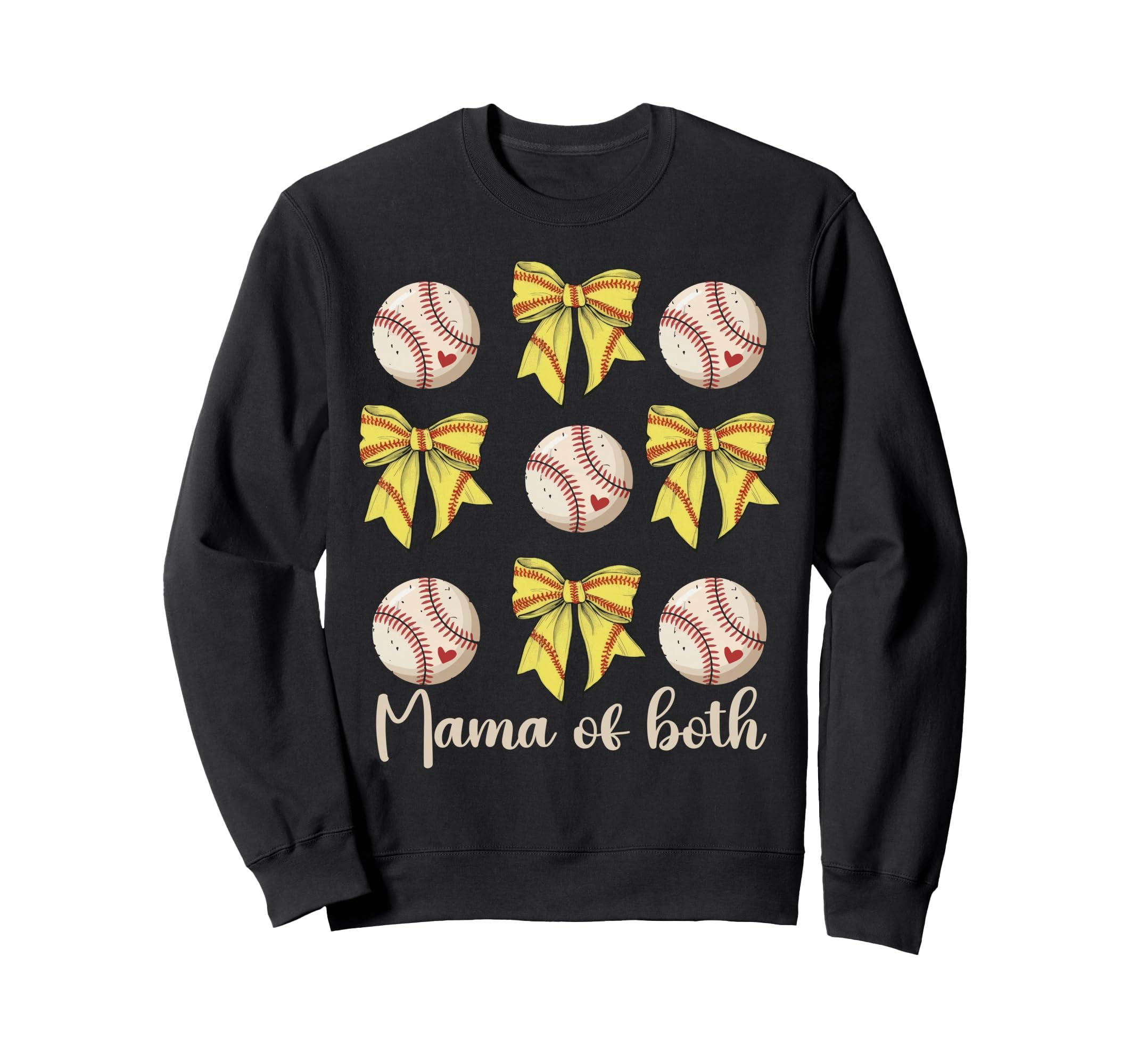Mama Both Coquette Bow Softball Sweatshirt - Novelty Apparel for Adults - T-Shirt, Sweatshirt, Hoodie