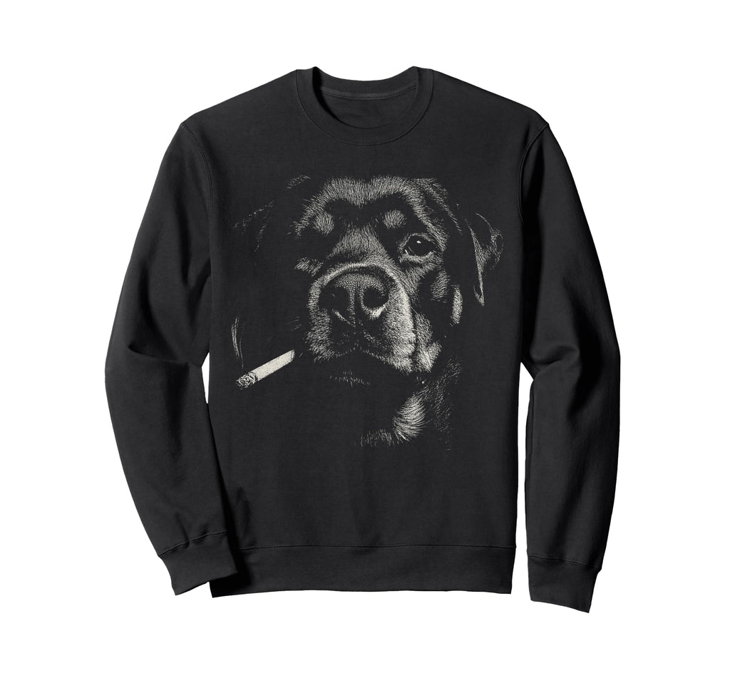 Rottweiler Dog Smoking Cigarette Meme Sweatshirt - Graphic Print Men Women - T-Shirt, Sweatshirt, Hoodie