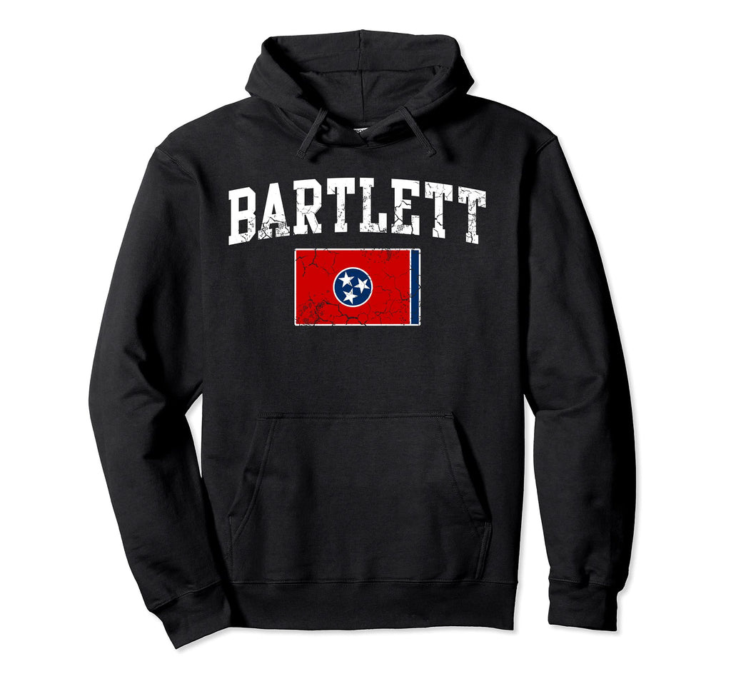 Bartlett Tennessee Flag Distressed Hoodie - Unique Graphic Men Women - T-Shirt, Sweatshirt, Hoodie