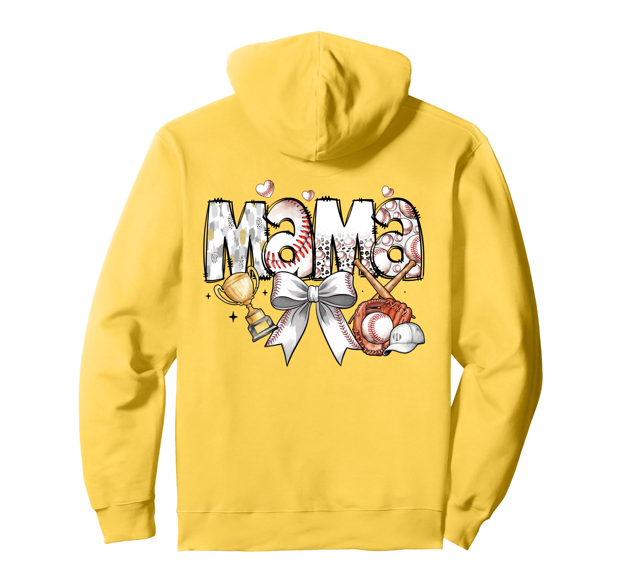 Baseball Mama Bow Trophy Softball Mom Hoodie - Custom Art Print Men Women - T-Shirt, Sweatshirt, Hoodie