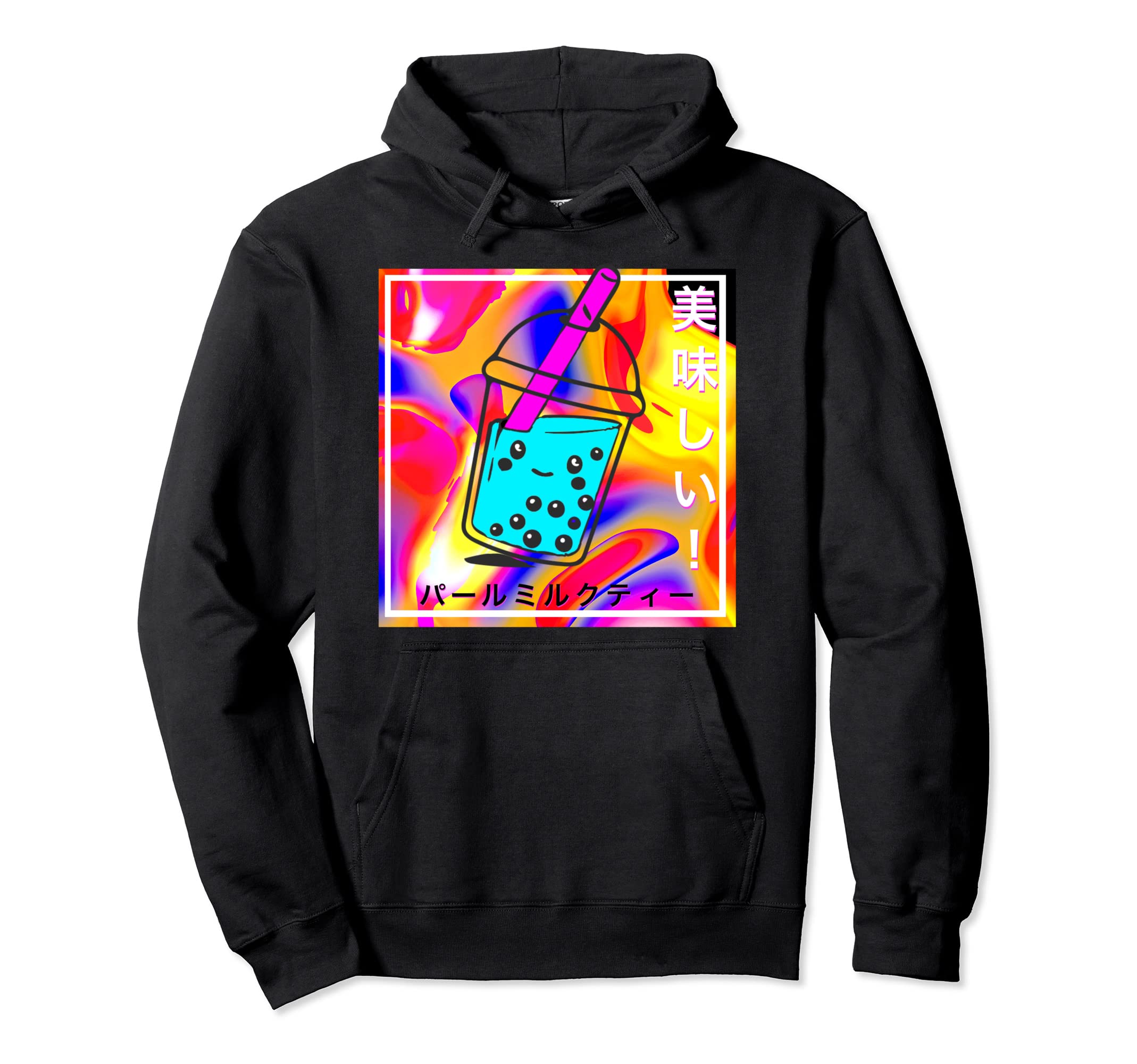 Kawaii Boba Milk Tea Japanese Writing Hoodie - Graphic Print Unisex - T-Shirt, Sweatshirt, Hoodie