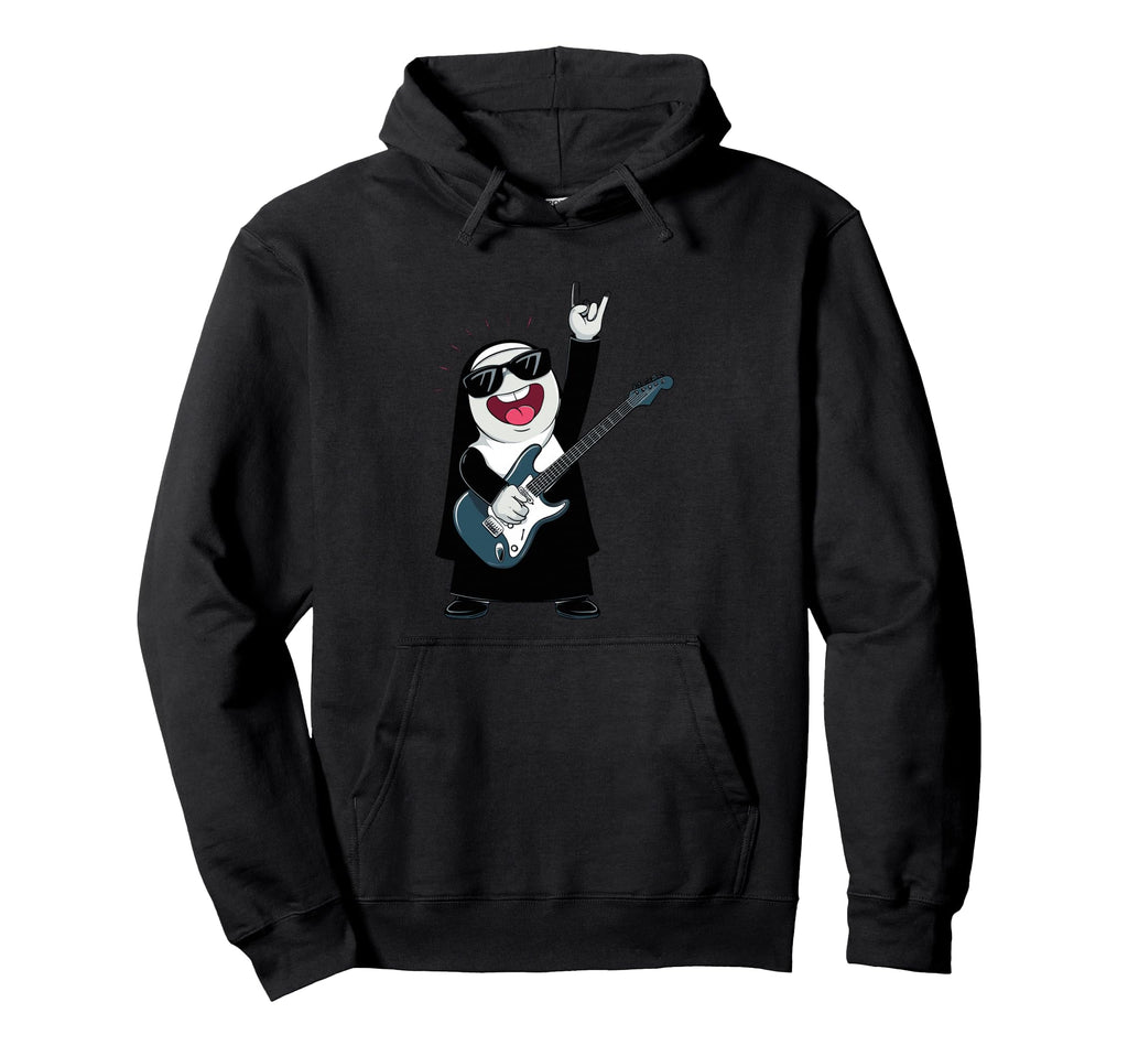 Funny Nun Guitar Player Rock Music Hoodie - Aesthetic Graphic for Adults - T-Shirt, Sweatshirt, Hoodie