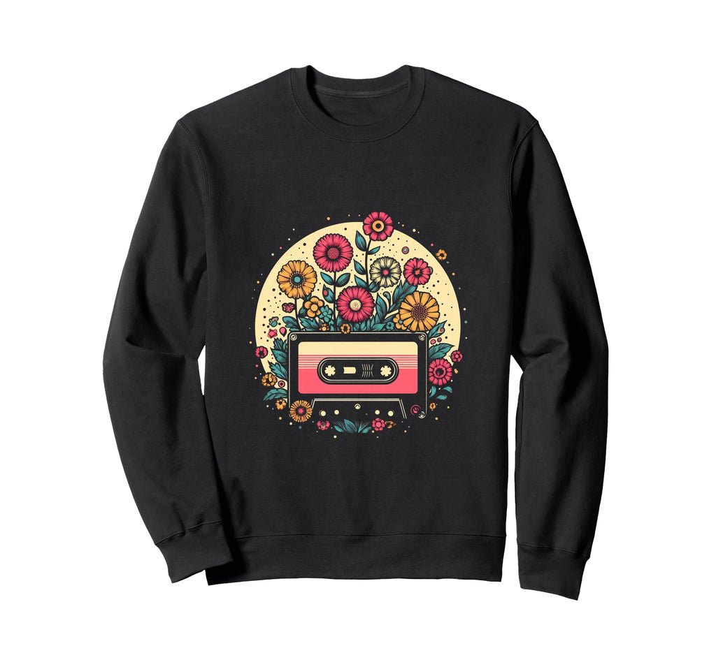 Cassette Tape Flowers Sweatshirt - Fun Novelty Design Unisex - T-Shirt, Sweatshirt, Hoodie